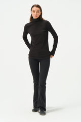 BLACK RIB TURTLE NECK FOR WOMENS