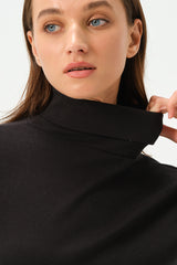 BLACK RIB TURTLE NECK FOR WOMENS