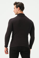 BLACK RIB TURTLE NECK FOR MENS