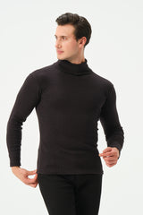 BLACK RIB TURTLE NECK FOR MENS