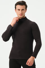 BLACK RIB TURTLE NECK FOR MENS