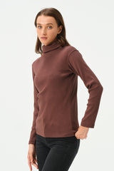 CHOCOLATE RIB TURTLE NECK FOR WOMENS