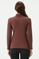 CHOCOLATE RIB TURTLE NECK FOR WOMENS