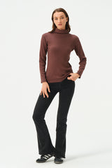 CHOCOLATE RIB TURTLE NECK FOR WOMENS