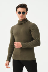 DARK GREEN RIB TURTLE NECK FOR MENS