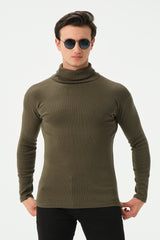 DARK GREEN RIB TURTLE NECK FOR MENS