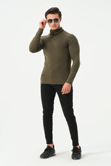 DARK GREEN RIB TURTLE NECK FOR MENS