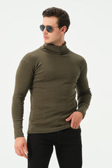 DARK GREEN RIB TURTLE NECK FOR MENS