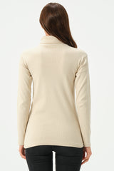 CREAM RIB TURTLE NECK FOR WOMENS