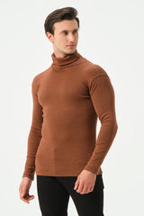 BROWN RIB TURTLE NECK FOR MENS