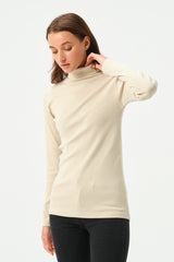 CREAM RIB TURTLE NECK FOR WOMENS