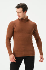 BROWN RIB TURTLE NECK FOR MENS