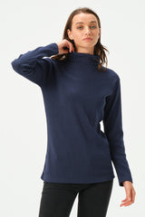 NAVY RIB TURTLE NECK FOR WOMENS