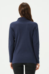 NAVY RIB TURTLE NECK FOR WOMENS