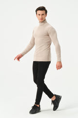 CREAM RIB TURTLE NECK FOR MENS