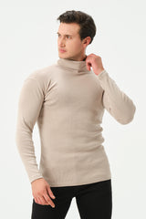 CREAM RIB TURTLE NECK FOR MENS