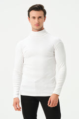 WHITE RIB TURTLE NECK FOR MENS