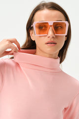 BABY PINK RIB TURTLE NECK FOR WOMENS