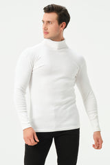 WHITE RIB TURTLE NECK FOR MENS