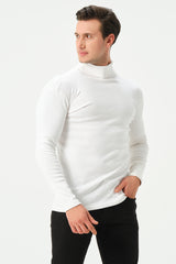 WHITE RIB TURTLE NECK FOR MENS