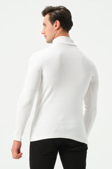 WHITE RIB TURTLE NECK FOR MENS