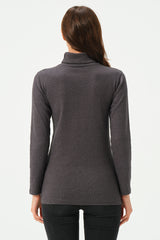 CHARCOAL RIB TURTLE NECK FOR WOMENS