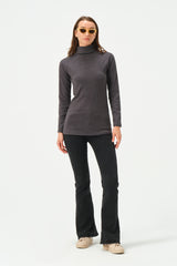 CHARCOAL RIB TURTLE NECK FOR WOMENS