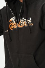 BLACK RIDE LOOSE ZIPPER HOODIE FOR MENS