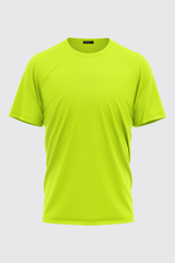 FLUORESCENT YELLOW BASIC CREW NECK T-SHIRT