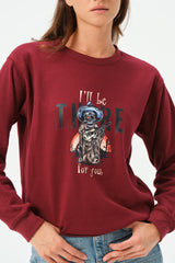 MAROON MEXICAN SWEATSHIRT FOR WOMENS