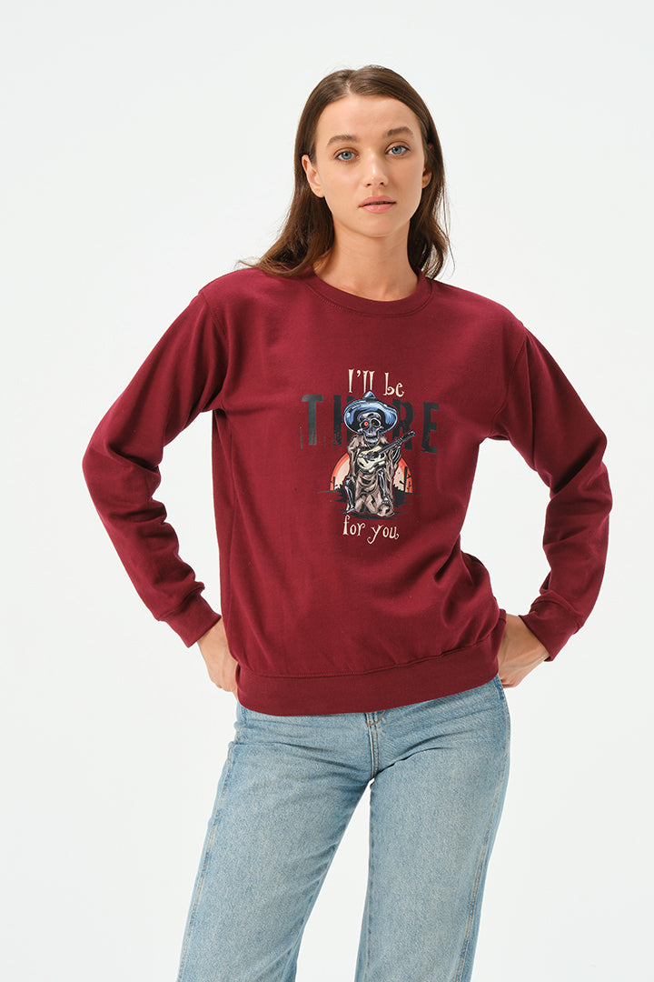 MAROON MEXICAN SWEATSHIRT FOR WOMENS