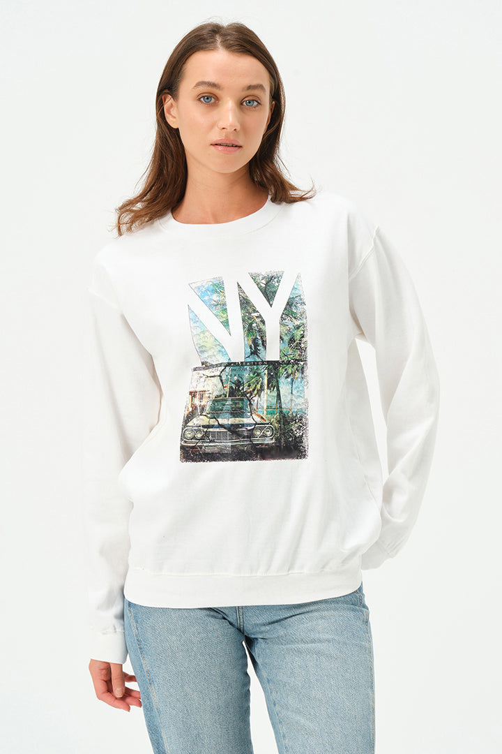 WHITE NEW YORK SWEATSHIRT FOR WOMENS