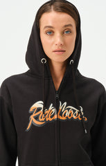 BLACK RIDE LOOSE ZIPPER HOODIE FOR WOMENS