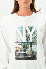 WHITE NEW YORK SWEATSHIRT FOR WOMENS