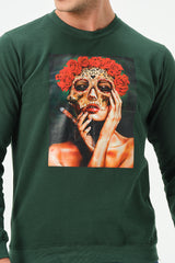 DARK GREEN WAR OF ROSES SWEATSHIRT FOR MENS