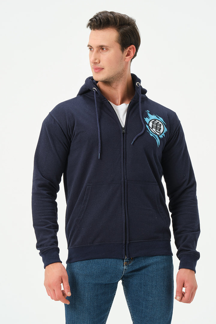 NAVY DRAGON BALLZ ZIPPER HOODIE FOR MENS