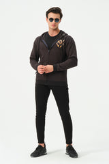 BLACK SAMURAI ZIPPER HOODIE FOR MENS