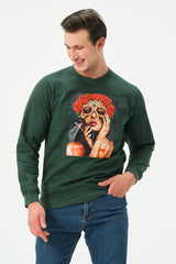 DARK GREEN WAR OF ROSES SWEATSHIRT FOR MENS