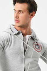 HEATHER GREY CAPTAIN AMERICA ZIPPER HOODIE FOR MENS