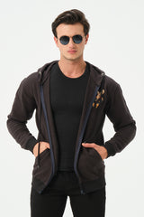 BLACK SAMURAI ZIPPER HOODIE FOR MENS