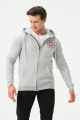 HEATHER GREY CAPTAIN AMERICA ZIPPER HOODIE FOR MENS