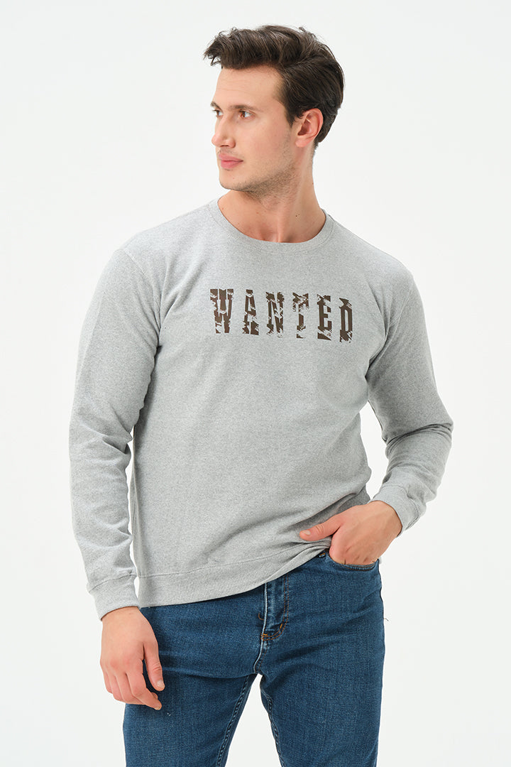 HEATHER GREY WANTED SWEATSHIRT FOR MENS