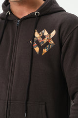 BLACK SAMURAI ZIPPER HOODIE FOR MENS