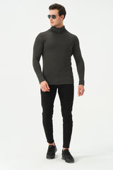 CHARCOAL RIB TURTLE NECK FOR MENS