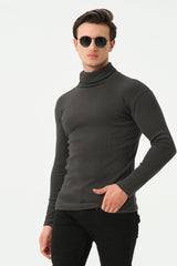 CHARCOAL RIB TURTLE NECK FOR MENS