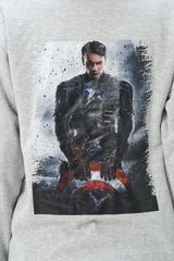 HEATHER GREY CAPTAIN AMERICA ZIPPER HOODIE FOR WOMENS