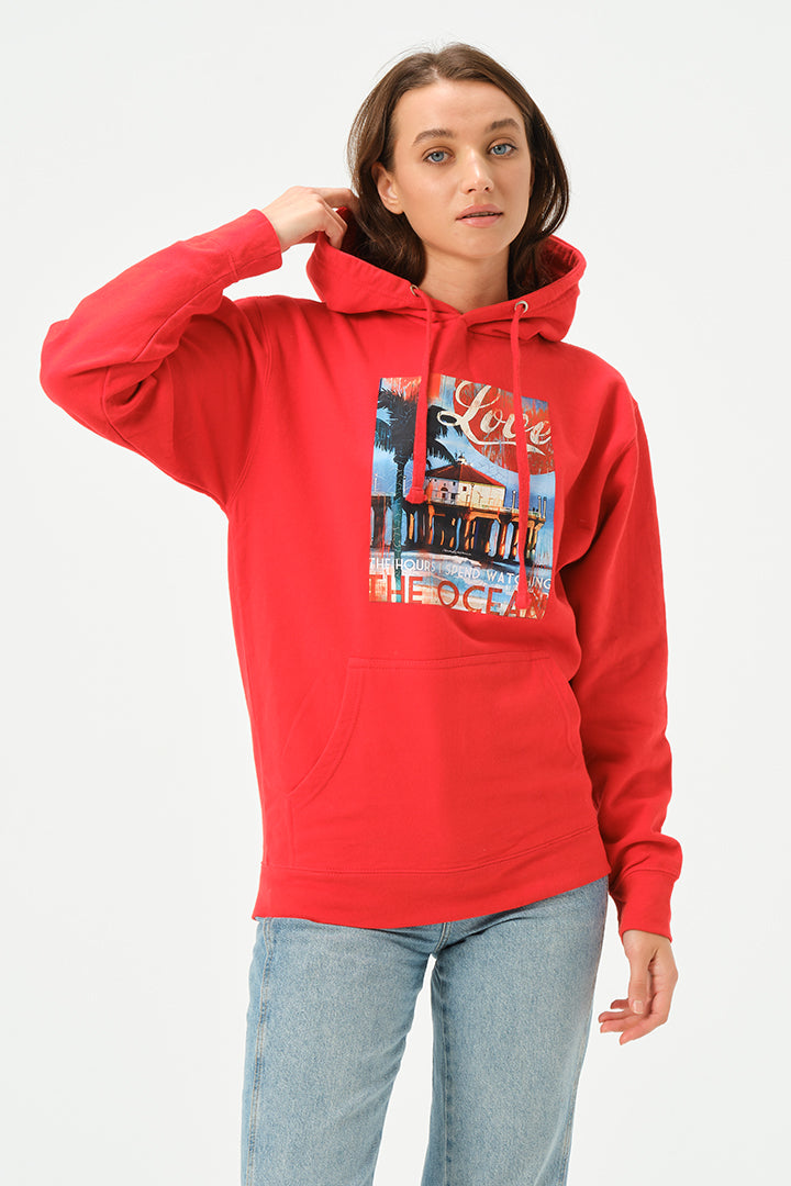 RED OCEANO HOODIE FOR WOMENS