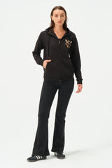 BLACK SAMURAI ZIPPER HOODIE FOR WOMENS