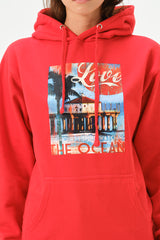 RED OCEANO HOODIE FOR WOMENS