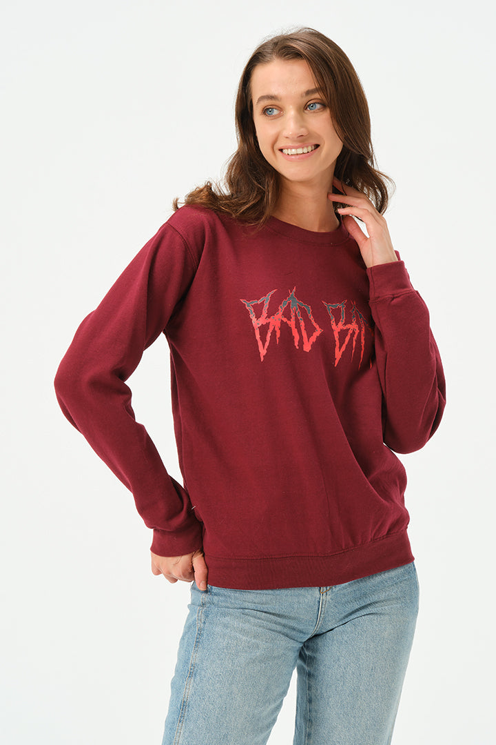 MAROON BAD BIN SWEATSHIRT FOR WOMENS